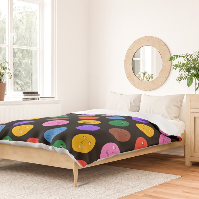 Funny colorful cartoon character face pattern Duvet Cover Gallery Image 2
