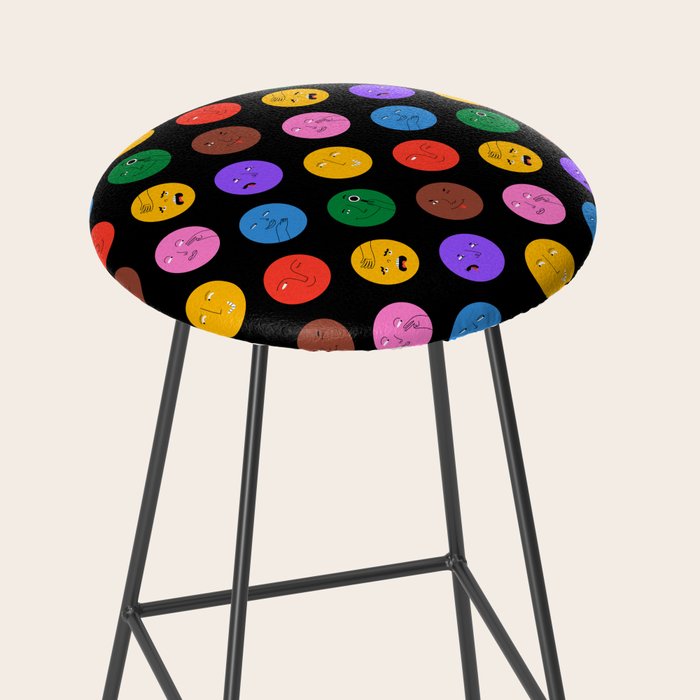 Funny colorful cartoon character face pattern Stool Gallery Image 2