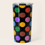 Funny colorful cartoon character face pattern Travel Mug Gallery Image 1