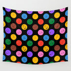 Funny colorful cartoon character face pattern Wall Tapestry Gallery Image 4