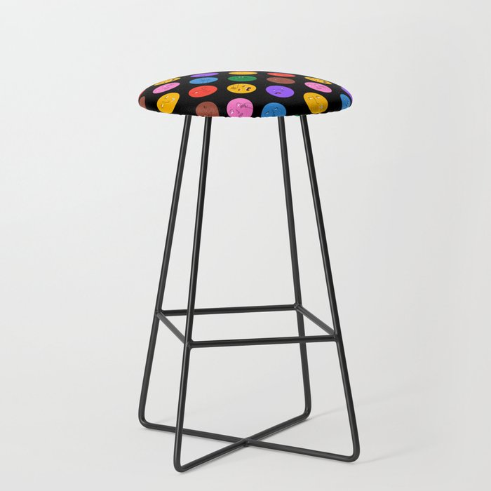 Funny colorful cartoon character face pattern Stool Gallery Image 1