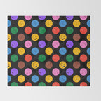Funny colorful cartoon character face pattern Throw Blanket Gallery Image 2