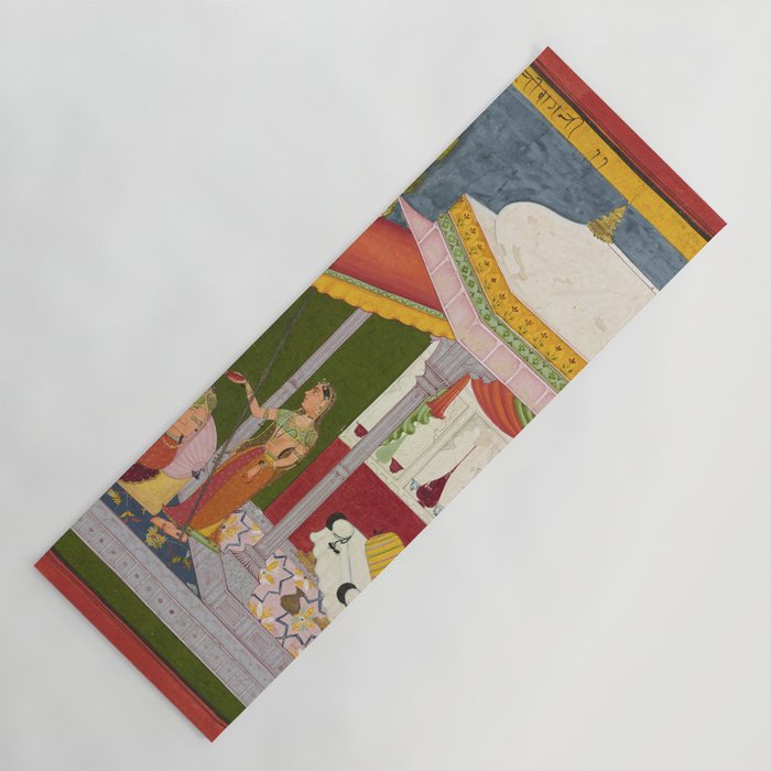 Dhanasri Ragini Antique Indian Painted Illustration Princess Pavilion Yoga Mat Gallery Image 1