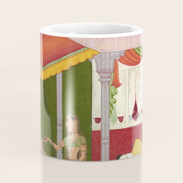 Dhanasri Ragini Antique Indian Painted Illustration Princess Pavilion Coffee Mug Gallery Image 4