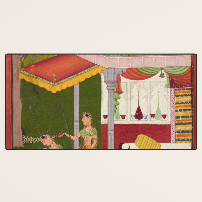 Dhanasri Ragini Antique Indian Painted Illustration Princess Pavilion Desk Mat Gallery Image 3
