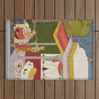 Dhanasri Ragini Antique Indian Painted Illustration Princess Pavilion Outdoor Rug Gallery Image 1