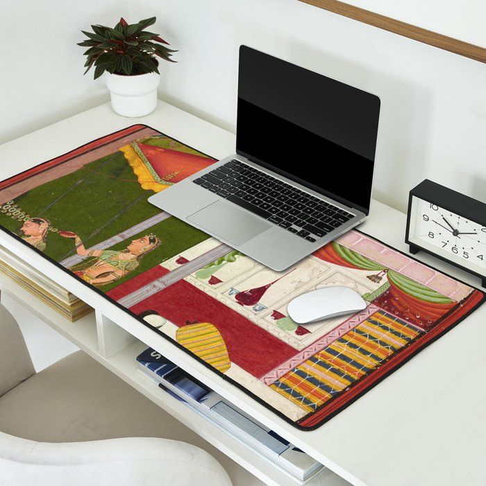 Dhanasri Ragini Antique Indian Painted Illustration Princess Pavilion Desk Mat Gallery Image 2