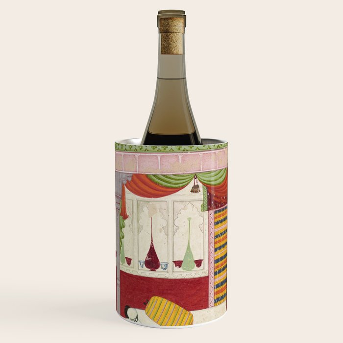 Dhanasri Ragini Antique Indian Painted Illustration Princess Pavilion Wine Chiller Gallery Image 3