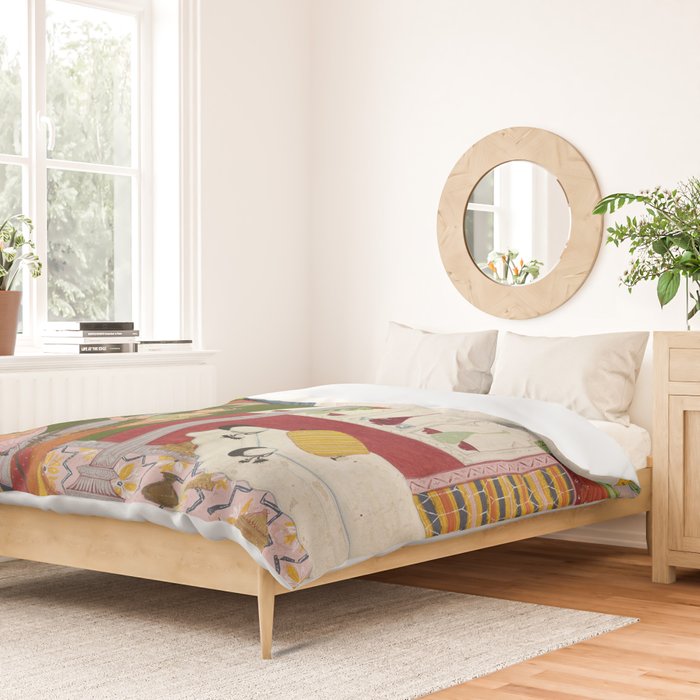 Dhanasri Ragini Antique Indian Painted Illustration Princess Pavilion Duvet Cover Gallery Image 2