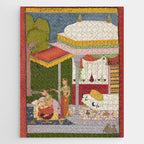 Dhanasri Ragini Antique Indian Painted Illustration Princess Pavilion Jigsaw Puzzle Gallery Image 1