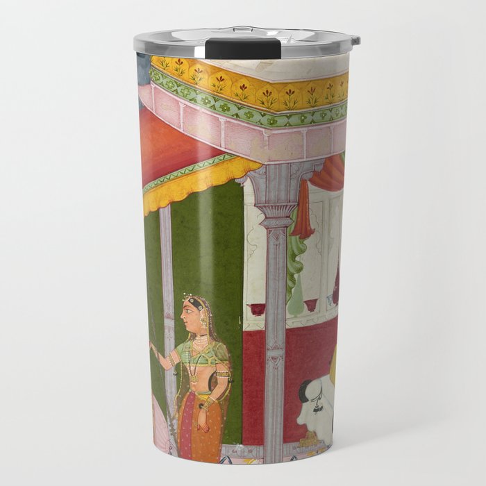 Dhanasri Ragini Antique Indian Painted Illustration Princess Pavilion Travel Mug Gallery Image 1