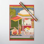 Dhanasri Ragini Antique Indian Painted Illustration Princess Pavilion Wrapping Paper Gallery Image 1