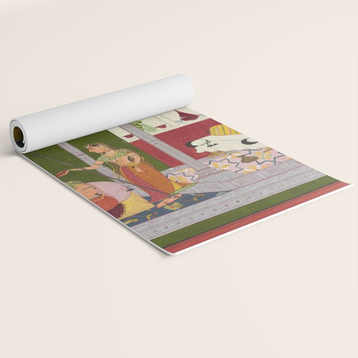 Dhanasri Ragini Antique Indian Painted Illustration Princess Pavilion Yoga Mat Gallery Image 2