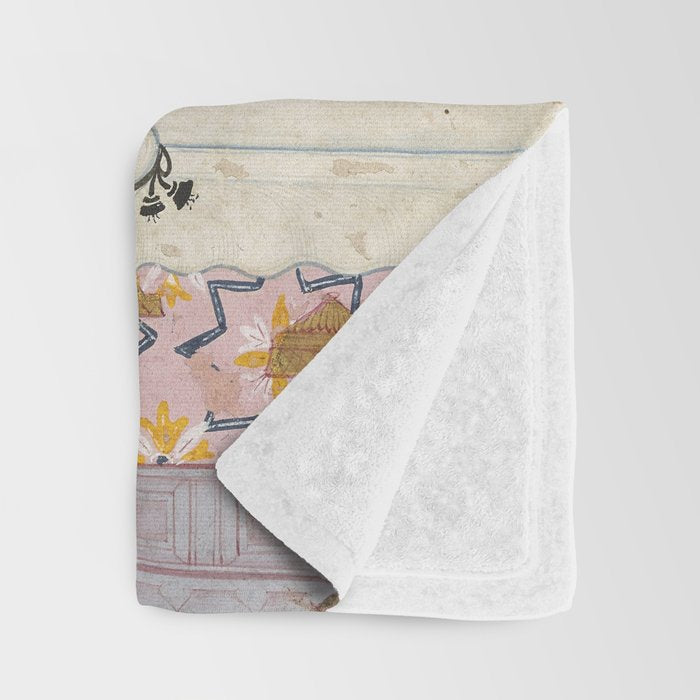 Dhanasri Ragini Antique Indian Painted Illustration Princess Pavilion Throw Blanket Gallery Image 3