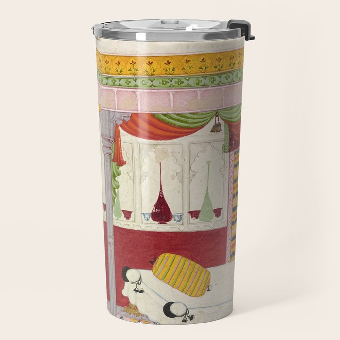 Dhanasri Ragini Antique Indian Painted Illustration Princess Pavilion Travel Mug Gallery Image 2