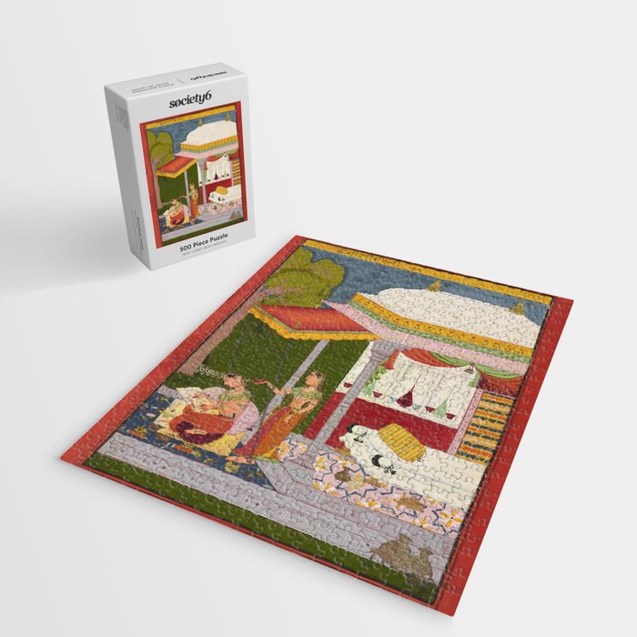 Dhanasri Ragini Antique Indian Painted Illustration Princess Pavilion Jigsaw Puzzle Gallery Image 2