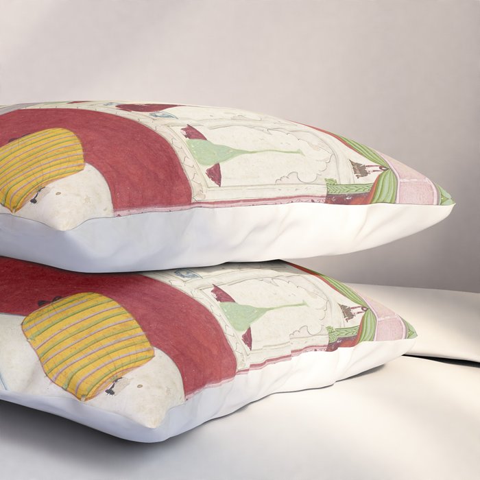 Dhanasri Ragini Antique Indian Painted Illustration Princess Pavilion Pillow Sham Gallery Image 3