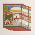 Dhanasri Ragini Antique Indian Painted Illustration Princess Pavilion Wrapping Paper Gallery Image 3