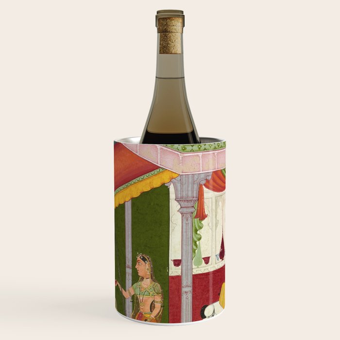 Dhanasri Ragini Antique Indian Painted Illustration Princess Pavilion Wine Chiller Gallery Image 1