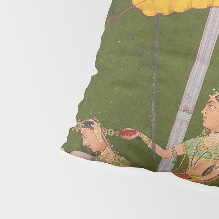 Dhanasri Ragini Antique Indian Painted Illustration Princess Pavilion Pillow Sham Gallery Image 4
