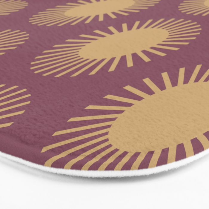 Boho Summer Sun Pattern XI Mauve and Neutral Yellow Bath Mat Gallery Image 3