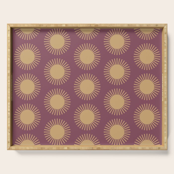 Boho Summer Sun Pattern XI Mauve and Neutral Yellow Serving Tray Gallery Image 1