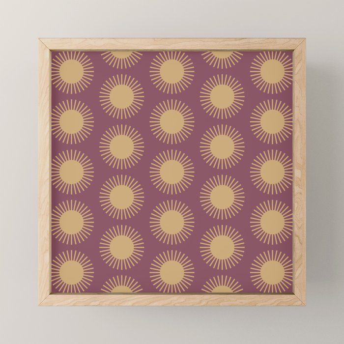 Boho Summer Sun Pattern XI Mauve and Neutral Yellow Mini Art Print Gallery Image 1