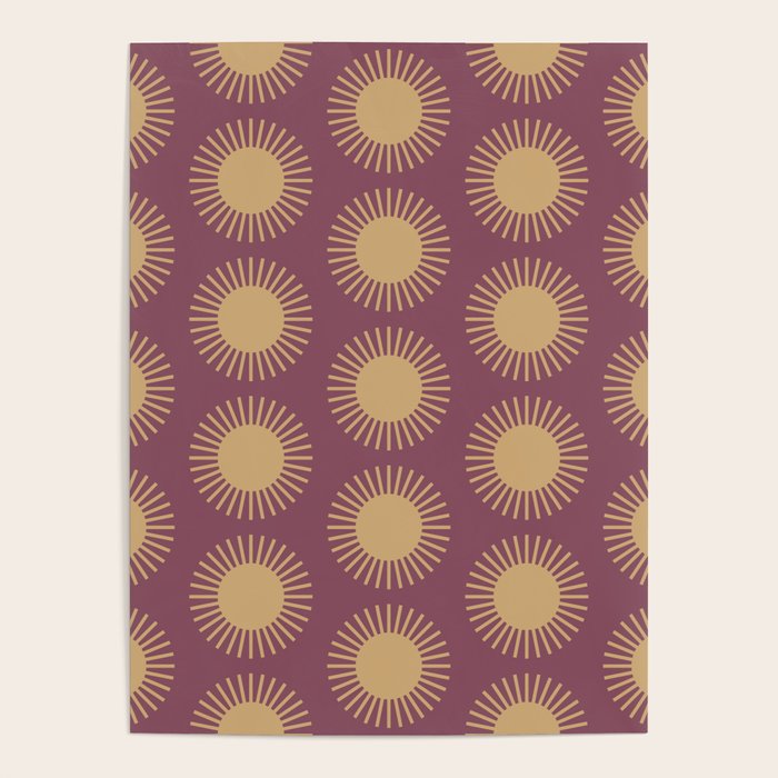 Boho Summer Sun Pattern XI Mauve and Neutral Yellow Poster Gallery Image 1