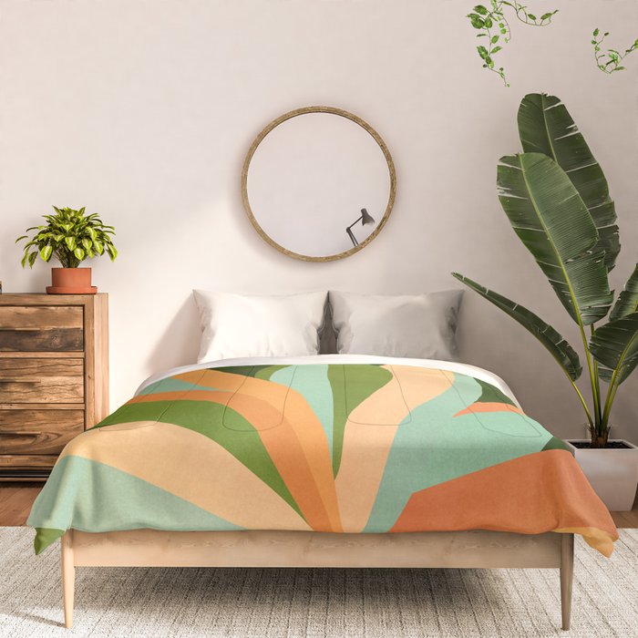 Colorful Agave Painted Cactus Illustration Comforter Gallery Image 3