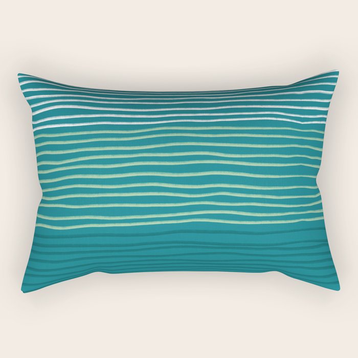 Sea Foam Blue Pinstripes Rectangular Pillow Gallery Image 2