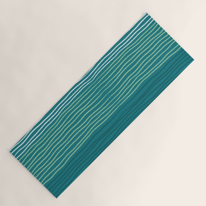 Sea Foam Blue Pinstripes Yoga Mat Gallery Image 1