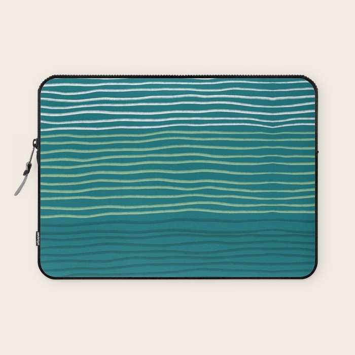 Sea Foam Blue Pinstripes Laptop Sleeve Gallery Image 1