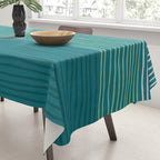 Sea Foam Blue Pinstripes Tablecloth Gallery Image 3