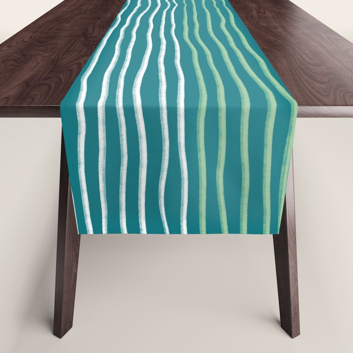 Sea Foam Blue Pinstripes Table Runner Gallery Image 1