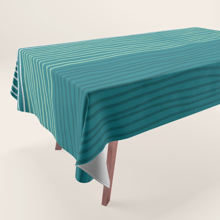 Sea Foam Blue Pinstripes Tablecloth Gallery Image 1