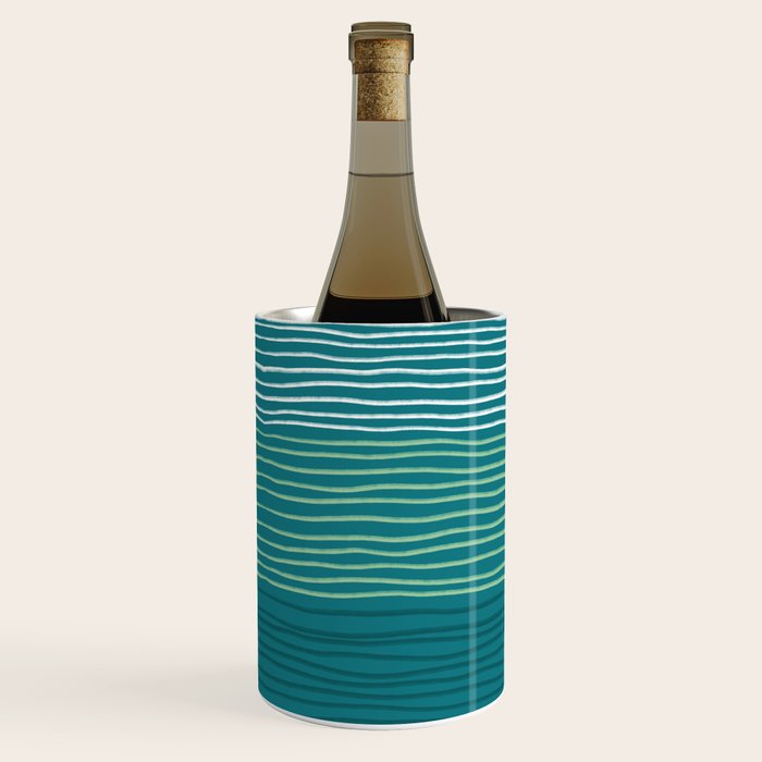 Sea Foam Blue Pinstripes Wine Chiller Gallery Image 3