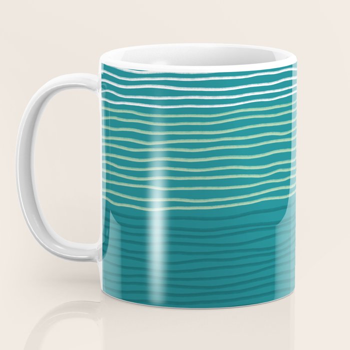 Sea Foam Blue Pinstripes Coffee Mug Gallery Image 3
