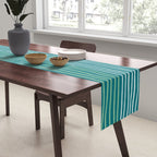 Sea Foam Blue Pinstripes Table Runner Gallery Image 2
