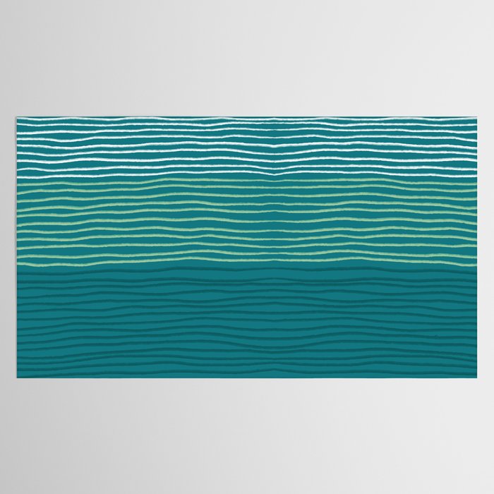 Sea Foam Blue Pinstripes Tablecloth Gallery Image 2