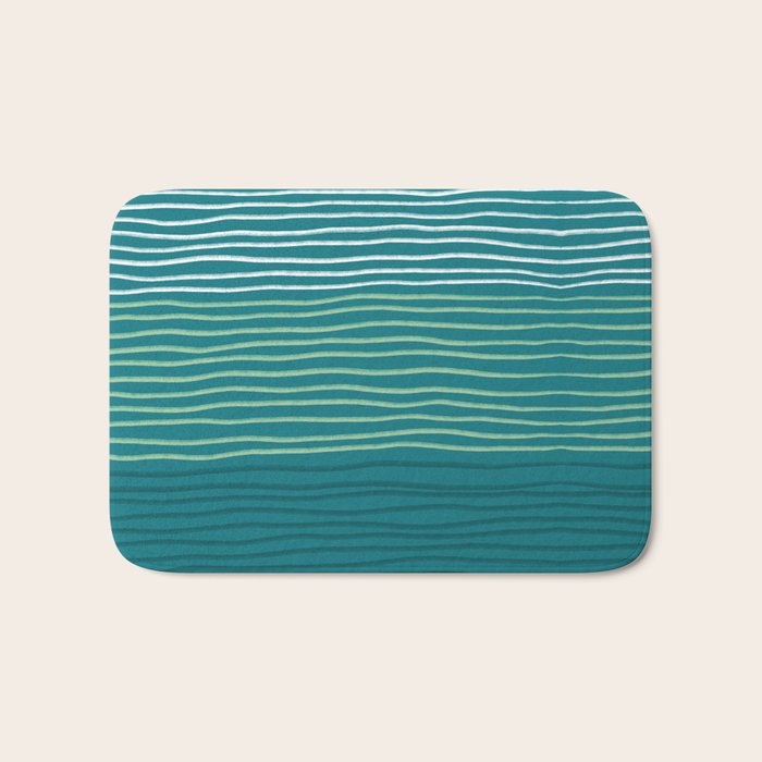 Sea Foam Blue Pinstripes Bath Mat Gallery Image 1