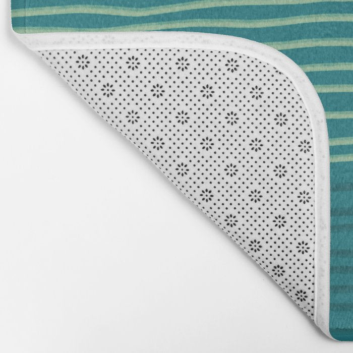 Sea Foam Blue Pinstripes Bath Mat Gallery Image 2