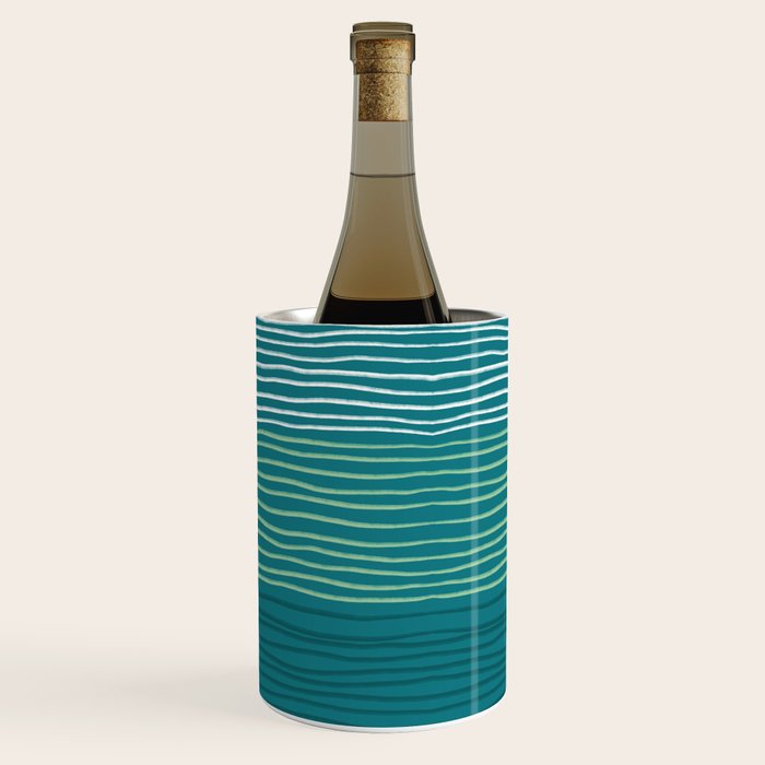 Sea Foam Blue Pinstripes Wine Chiller Gallery Image 1