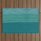 Sea Foam Blue Pinstripes Outdoor Rug Gallery Image 1