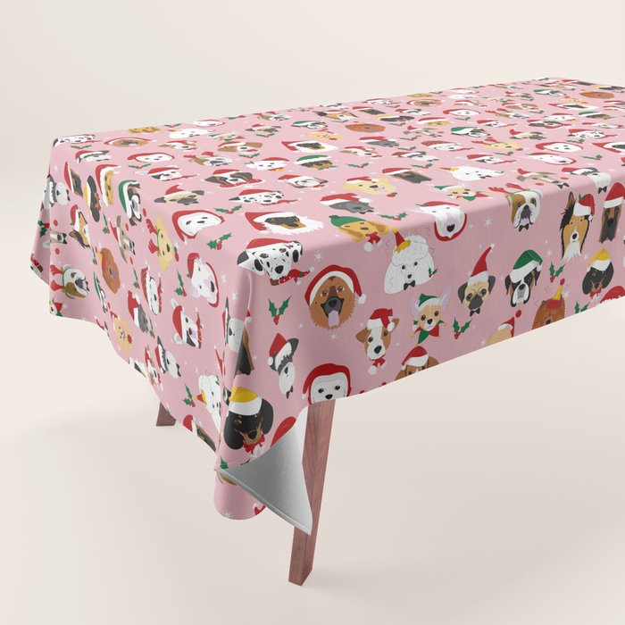 Christmas Dog Pattern Illustration Tablecloth Gallery Image 1