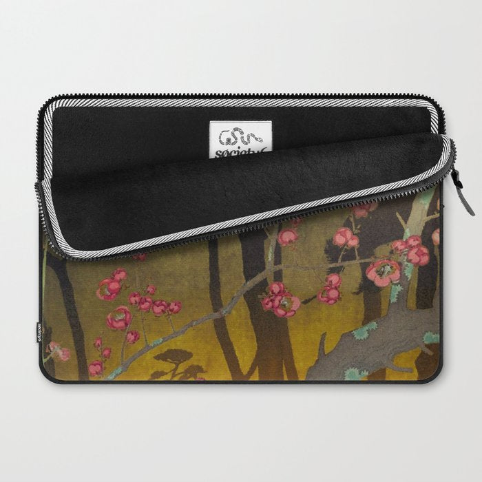 Night of Lights - Forest Nature Ukiyo Landscape in Yellow, Orange, Red & Black Laptop Sleeve Gallery Image 2