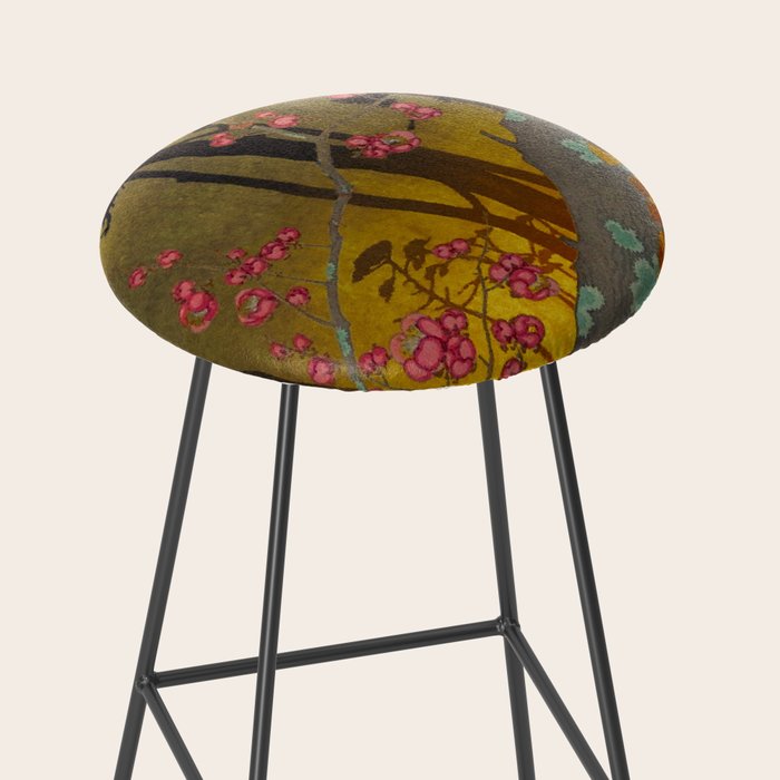 Night of Lights - Forest Nature Ukiyo Landscape in Yellow, Orange, Red & Black Stool Gallery Image 2