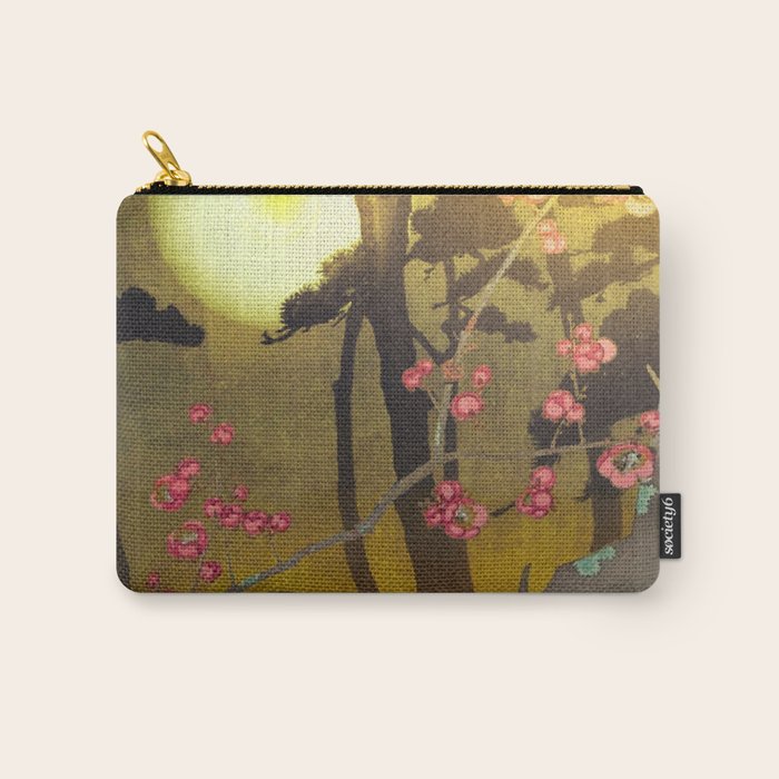 Night of Lights - Forest Nature Ukiyo Landscape in Yellow, Orange, Red & Black Carry All Pouch Gallery Image 1