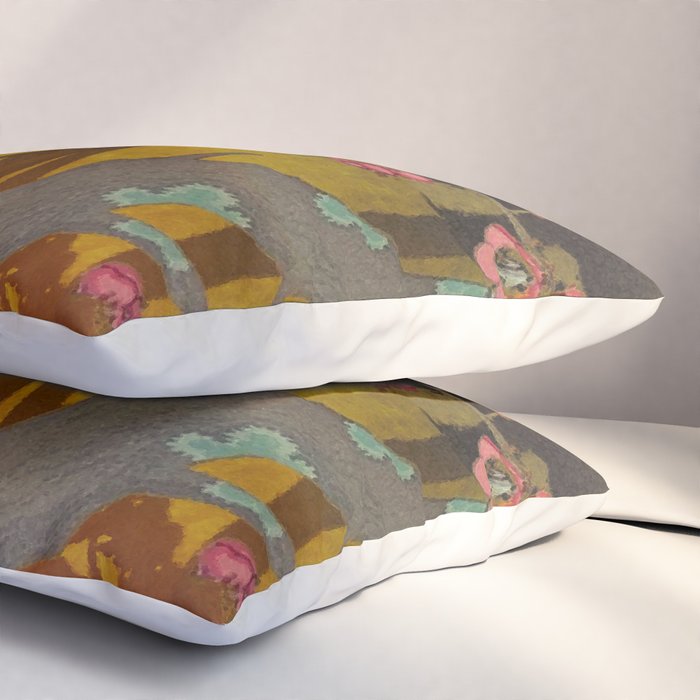 Night of Lights - Forest Nature Ukiyo Landscape in Yellow, Orange, Red & Black Pillow Sham Gallery Image 3