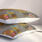 Night of Lights - Forest Nature Ukiyo Landscape in Yellow, Orange, Red & Black Pillow Sham Gallery Image 3