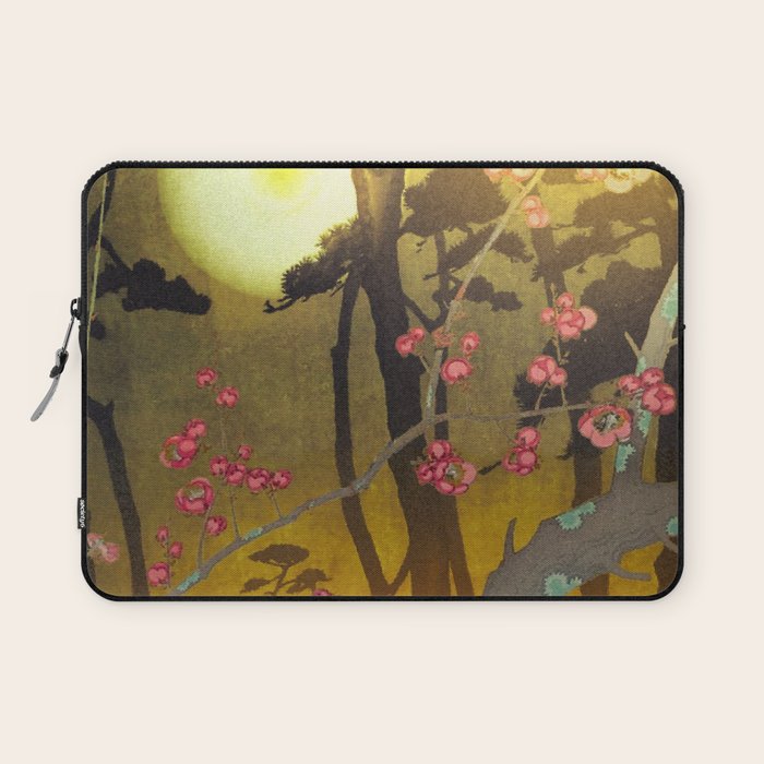 Night of Lights - Forest Nature Ukiyo Landscape in Yellow, Orange, Red & Black Laptop Sleeve Gallery Image 1